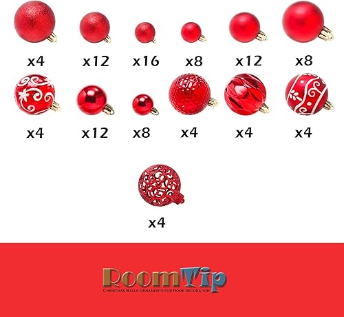 Miniatura 9 de Ultra-Luxury - Juego de 101 bolas de Navidad con decoración de árbol de Navidad bolas de Navidad inastillables - Diseñado en Italia - Mini bolas de