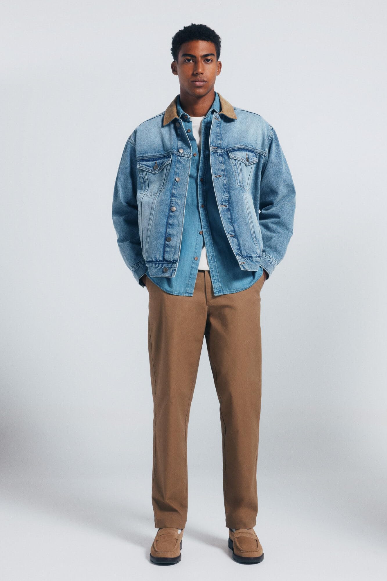 SPRINGFIELD Oversize Denim Trucker With Corduroy Collar. 100% Bci Cotton Chaqueta Vaquera Hombre