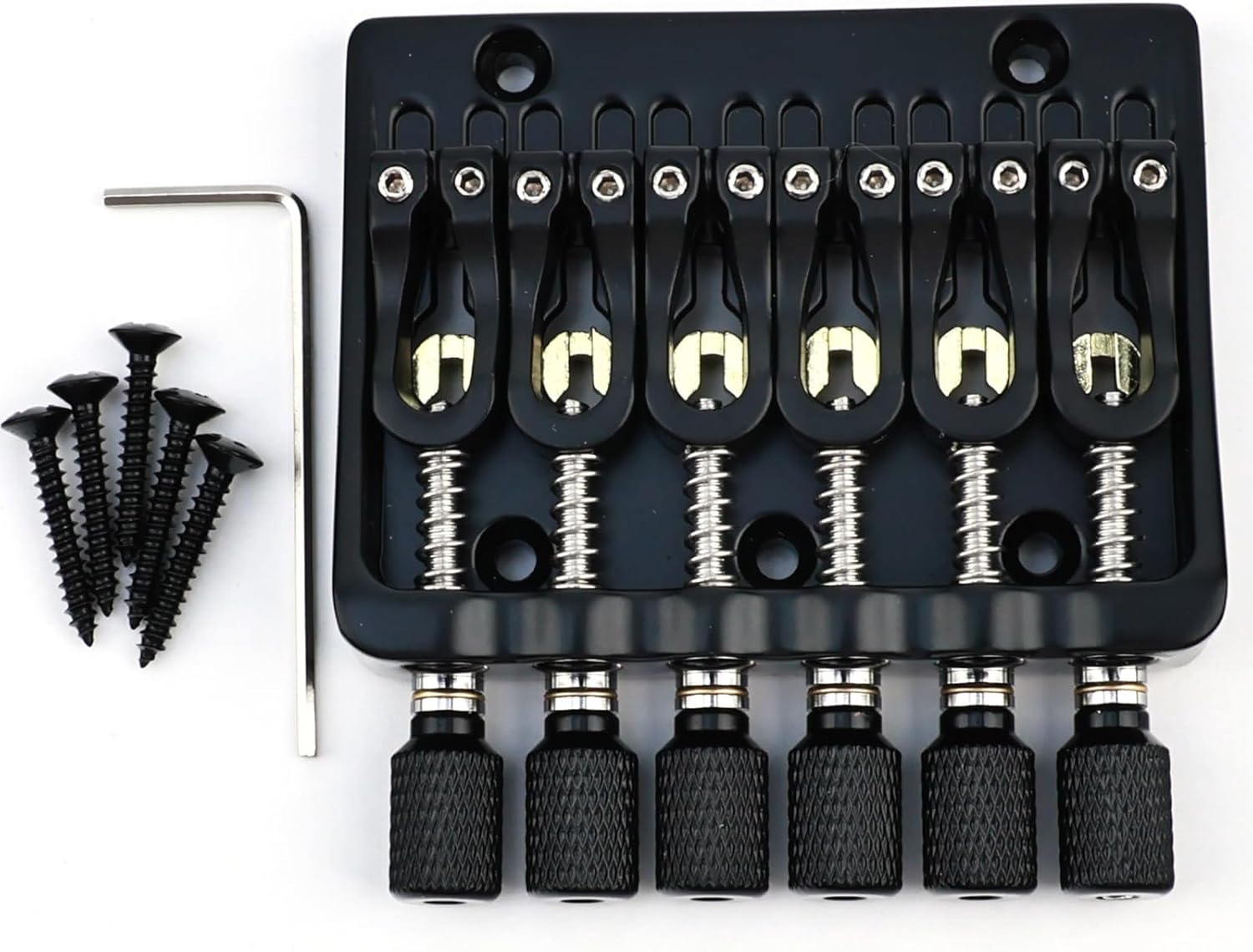 Zinc Alloy Headless Electric guitar Bridge，6 String Fixed Bridge - String Spacing 10.5mm(13/32")，Fits for 6-String Headless Electric Guitar Replacement Parts（Matte Black）