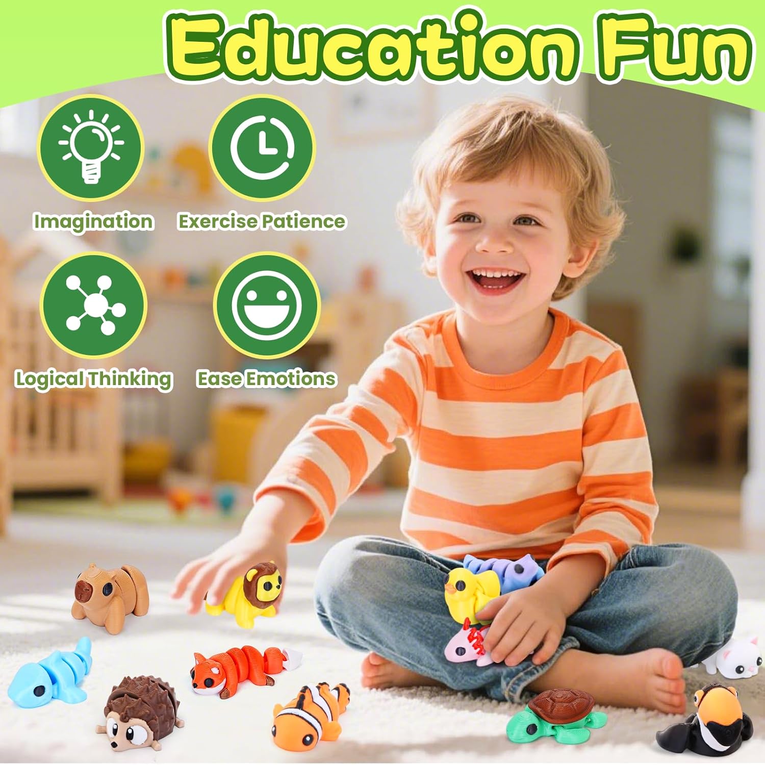 30PCS 3D Printed Animals Set, Mini 3D Printed Animals, Animal Figurines Exquisite Cute Pocket Pets Toy, Cute Articulated Flexible Fidget Toy for Desk Decoration, Party Favors