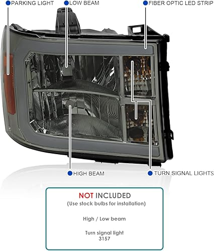 Miniatura 3 de Spec-D Tuning Faros delanteros LED con lente ahumada de carcasa cromada, compatible con GMC Sierra 1500 2500HD 3500HD 2007-2013, conjunto de faros