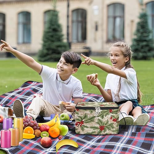 Miniatura 3 de Bolsa de almuerzo aislada con textura moderna de Navidad para mujeres, reutilizable, bolsa cuadrada de comida para adultos y hombres, lonchera más