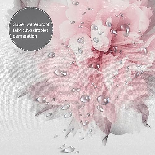 Miniatura 4 de YLATY2877 - Cortina de ducha abstracta de flores para baño, juego de cortina de ducha bohemia floral roja y rosa, tela transparente, moderna,