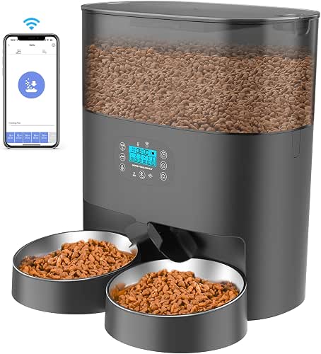 HoneyGuaridan 6L Automatic Cat Feeder for 2 Cats, 2.4G WiFi