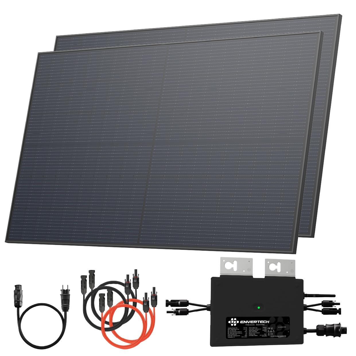Solarway® 920W Balkonkraftwerk 800W komplett Steckdose - neuester 800 Watt Wechselrichter - Solaranlage Komplettset - 445W bifaziale Solarmodule & Envertech & Zubehör