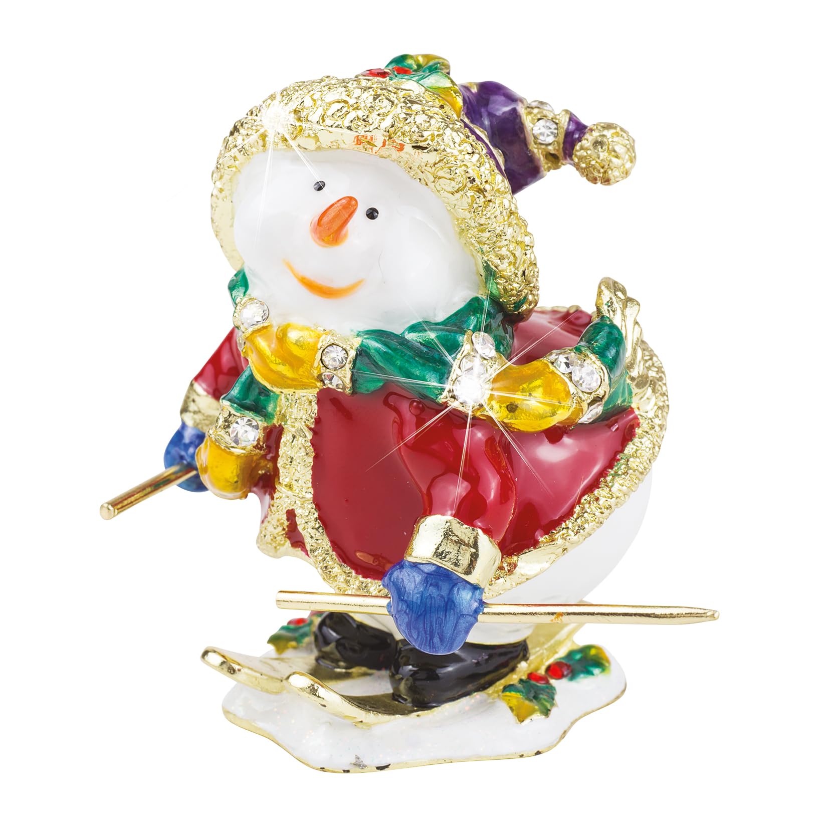 Craycombe Trinkets Red 6086 Snowman Skiing Trinket Box