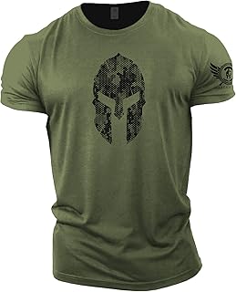 Spartan Helmet Hex Camo - Spartan Gym T-Shirt for Men Bodybuilding Weighlifting Strongman Training Top Active Wear Spartan Forged