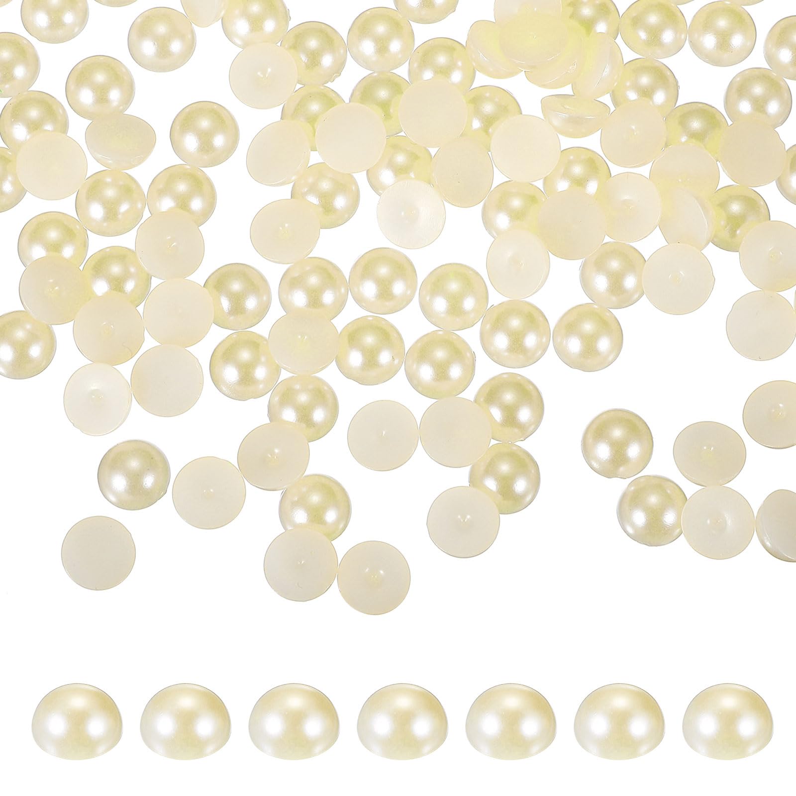 PATIKIL 400 Pcs Beige Half Round Pearls Beads, 10mm ABS Flatback Rhinestones Pearls for Crafting Jewelry Making DIY Nail Art Clothes Wedding Art Decoration