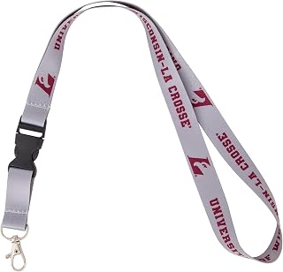 University of Wisconsin La Crosse Lanyard UWLAX Eagles Car Keys ID Badge Holder Keychain Detachable Breakaway Snap Buckle (Gray)