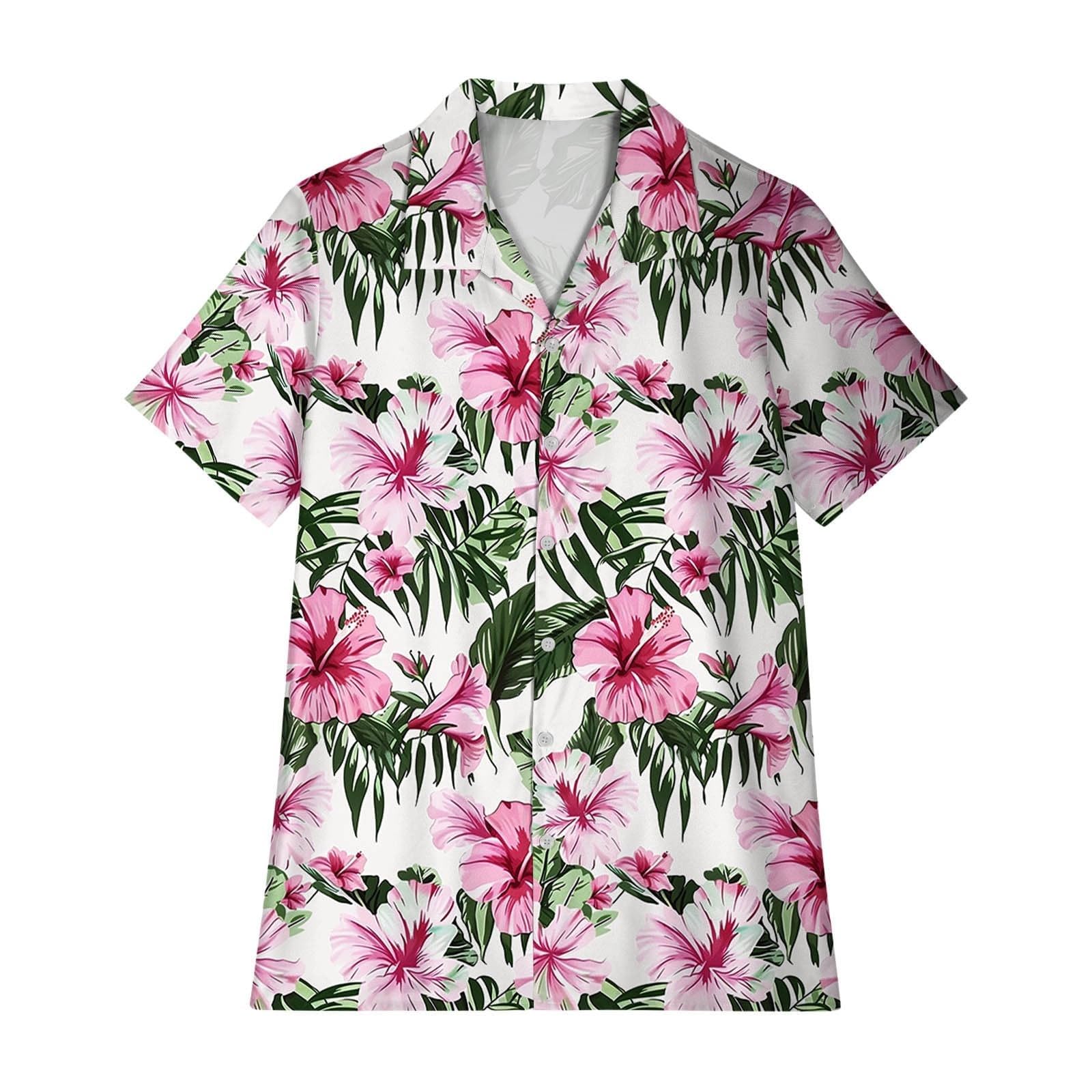 Générique Chemise Hawaienne Femme Hommes Funky Shirt à Manches Courtes Button Down Vacances Ete Imprimé Fleuri Plage Casual Décontractées Vacances Tops Vintage Hawaii Chemise