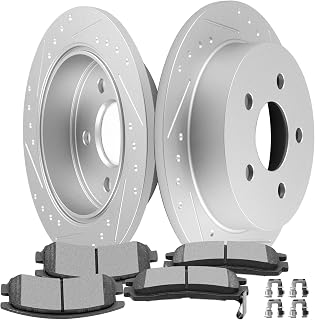 SCITOO Rear Brake Kits Drill & Slotted Brakes Rotor Brakes Pads:55039;D698