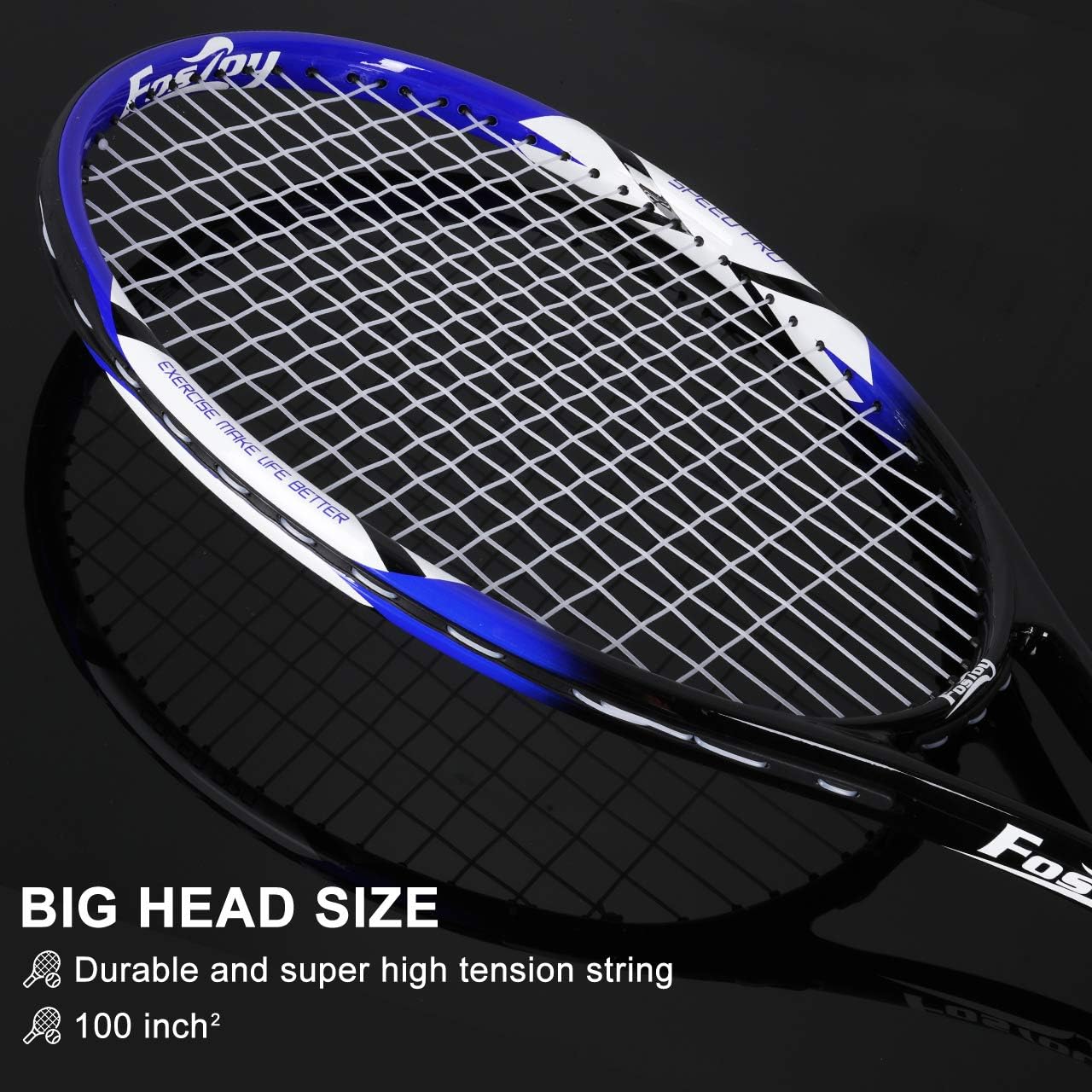 Fostoy Adult Recreational Tennis Racket, 27 inch Tennis Racquet with Carry Bag, Professional Tennis Racket, Good Control Grip, Vibration Damper (Blue) : Sports & Outdoors