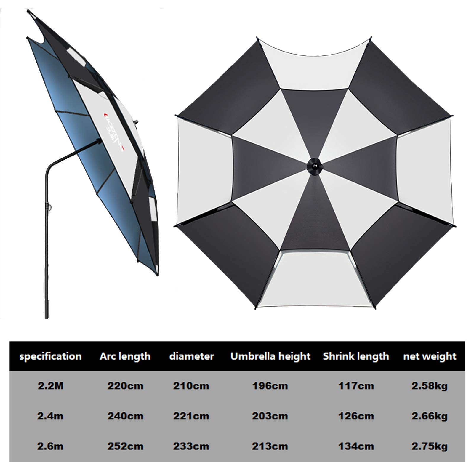 Duży Parasol Wędkarski Parasol Przeciwsłoneczny, Odchylany O 360 Stopni Nowy, Zagęszczony Filtr Przeciwsłoneczny Parasol Przeciwburzowy Do Wędkowania, Biwakowania, Gry W Golfa I Zajęć Na Świeżym Pow