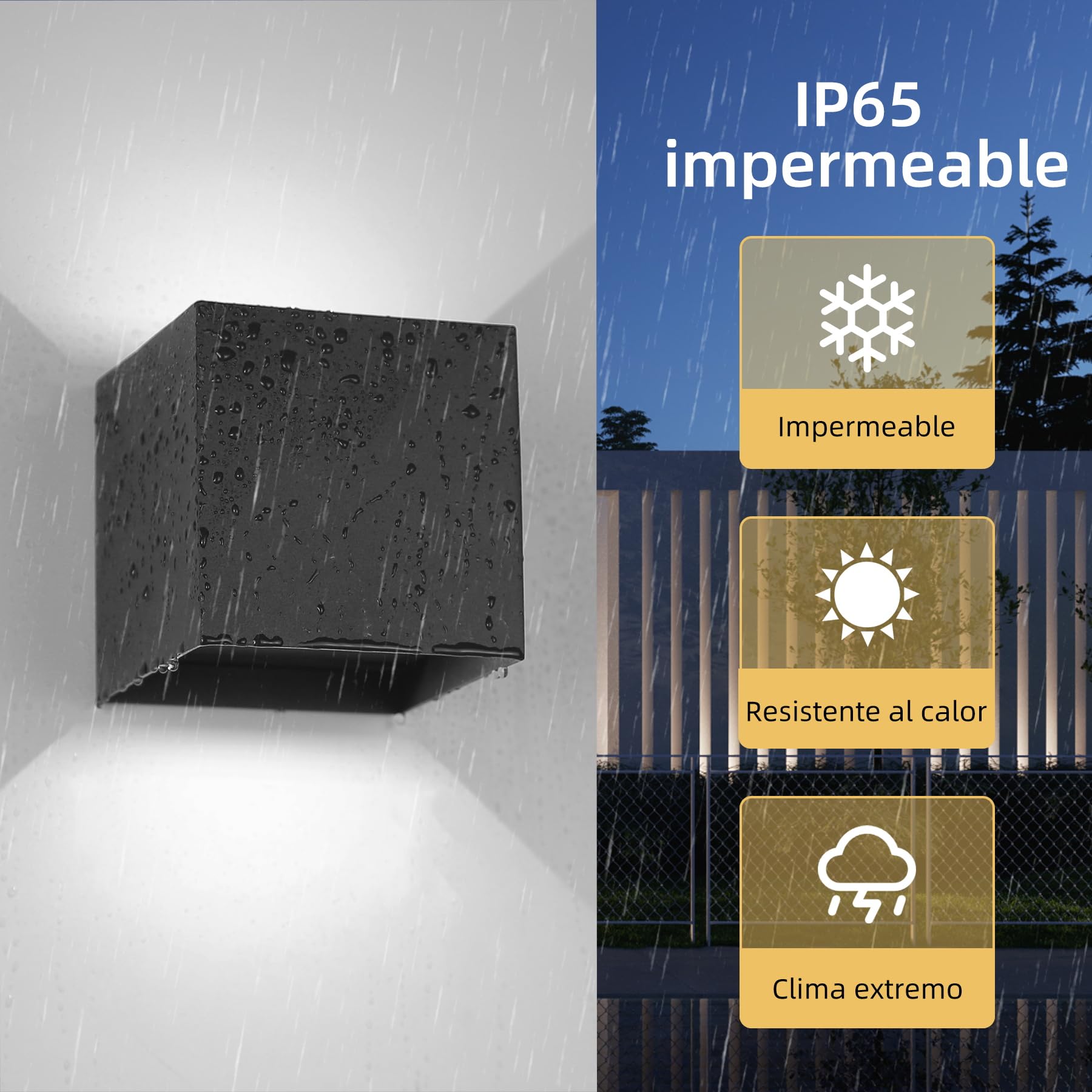 Aplique Pared Exterior 12W 6500K Luz Blanca Fría Apliques LED Exterior Impermeable IP65 2 Piezas Ángulo Ajustable Lámparas de Pared Negro para Dormitorio,Patio