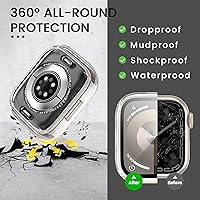 Vista 4 de 3 en 1 Goton - Funda impermeable dura para Apple Watch con protector de pantalla de 45 mm, cubierta frontal de vidrio templado protectora delgada