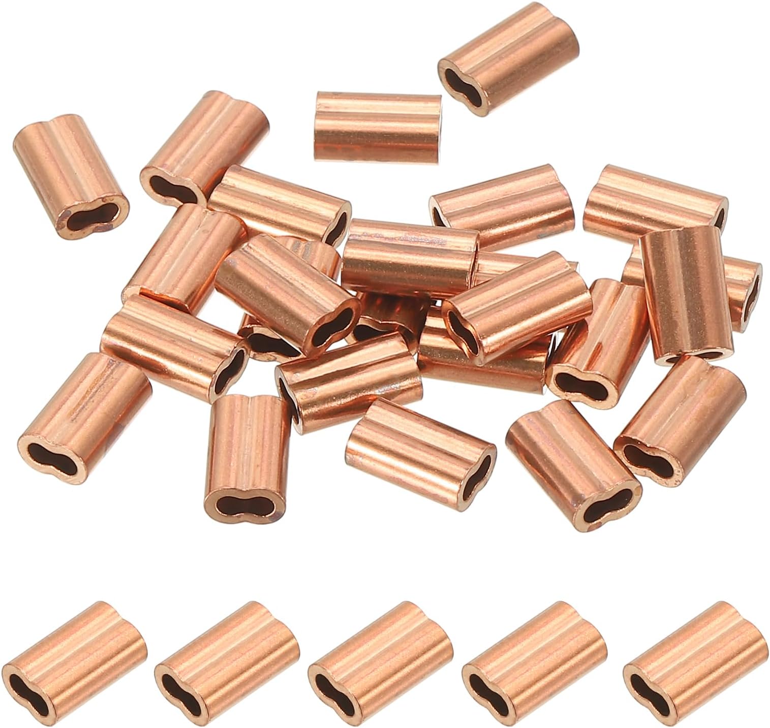 M1.5(1/16") Copper Crimping Loop Sleeve, 25 Pack Wire Rope Loop Sleeve Cable Crimps for Cable Ferrule, Wire Rope, and Cable Line End Assortment