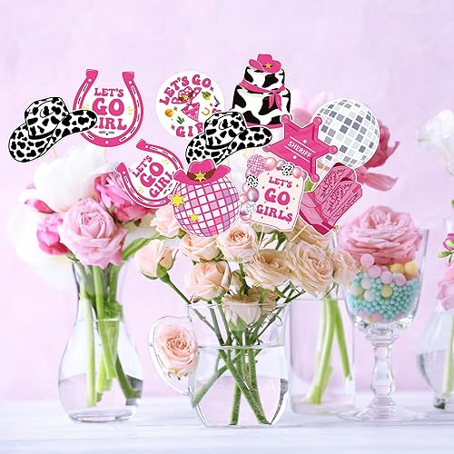 Miniatura 5 de Centro de mesa de vaquera, decoración de NOVBAUB 36 piezas de discoteca vaquera despedida de soltera, decoraciones de fiesta de vaquera, centros de