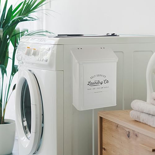Miniatura 6 de Contenedor magnético de pelusa para lavandería, papelera de metal con tapa para secadora, soporte de pelusa de granja, letrero de lavandería con