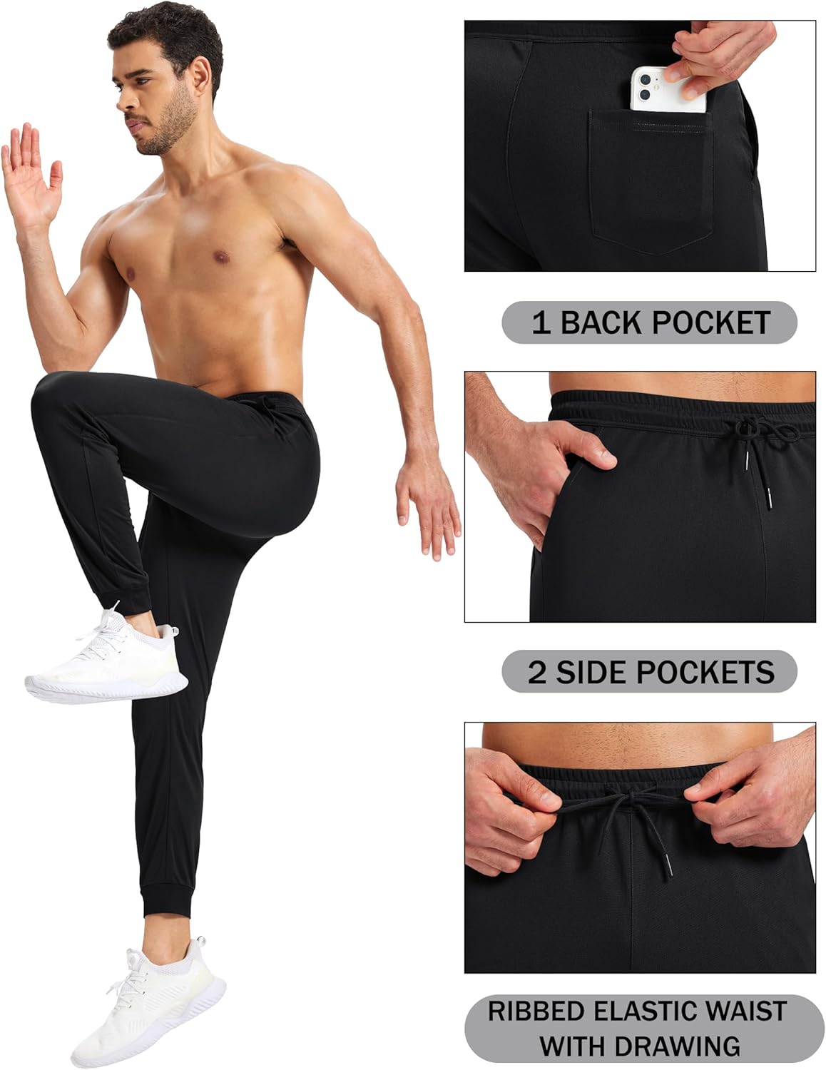 MAGNIVIT Men's Lightweight Joggers Sweatpants with Pockets Breathable Quick Dry Athletic for Running Gym Work Out - Image 2