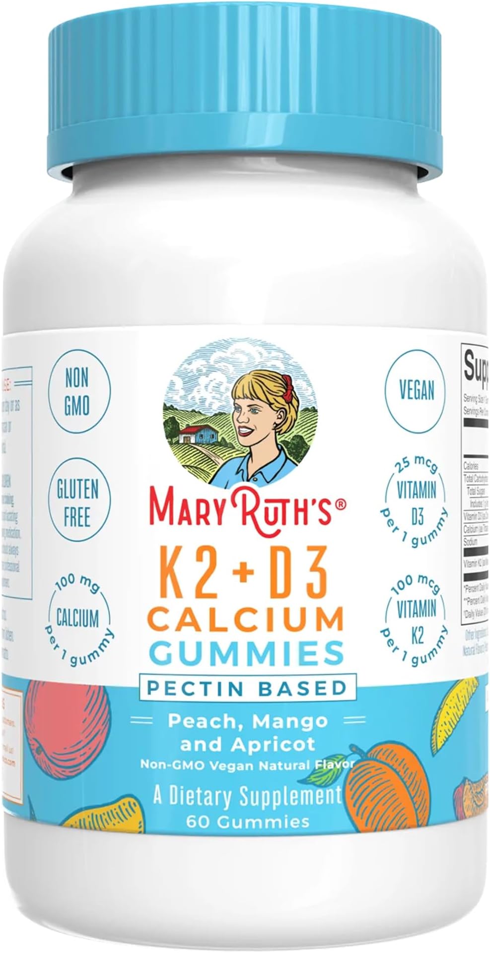 Organics Calcium with Vitamin D & Vitamin K2, 2 Month Supply, Calcium Supplement Supports Bone Health & Joint Support, with Vitamins D3 K2 Gummies, Vegan, Non-GMO, Gluten Free, 60 Count