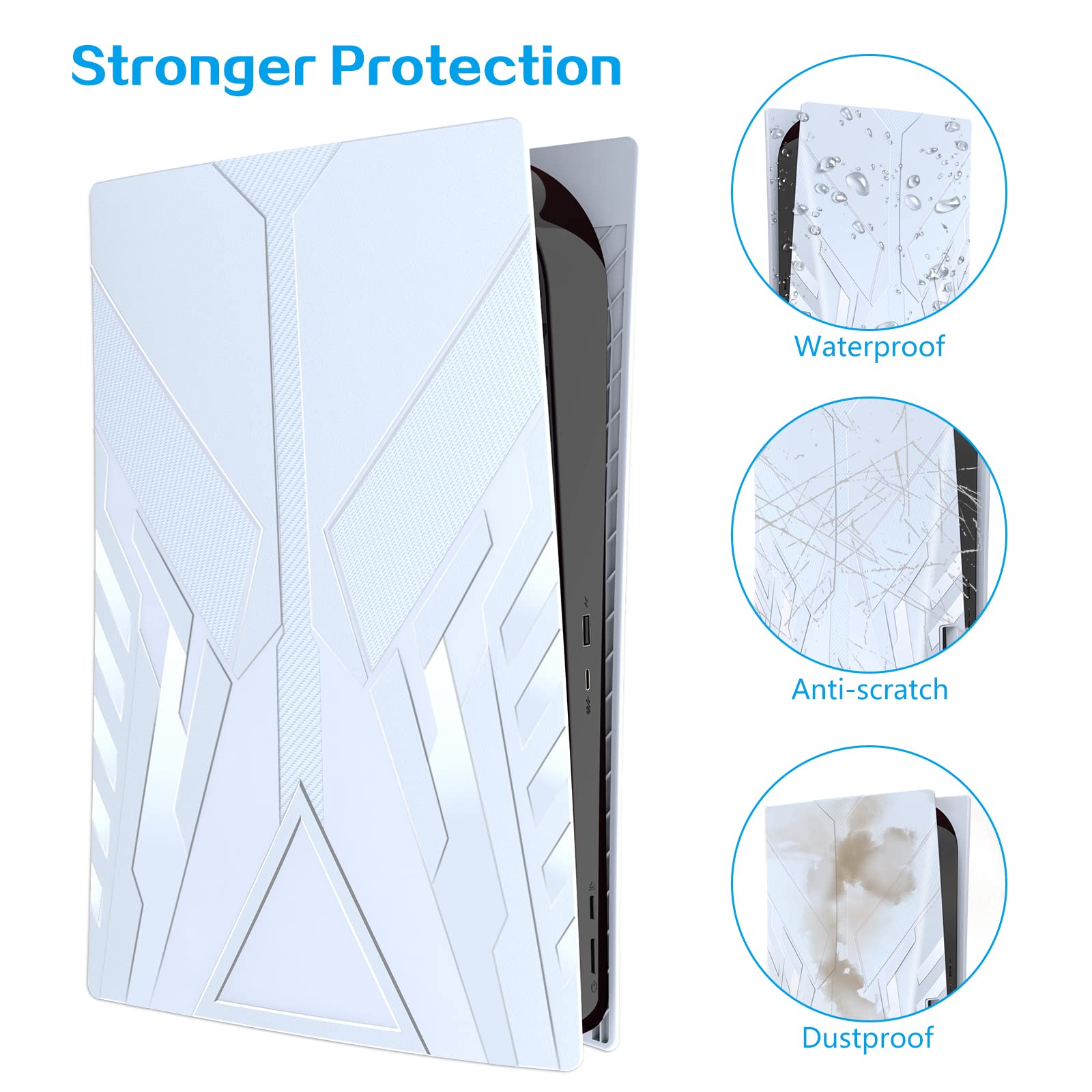 HEYSTOP Faceplate Kompatibel mit PS5 Cover für PS5 Konsole, PS5 Bildbausteine Hartes Seitenplatte Hülle für Playstation 5 Konsole Disc Edition, Ersatzplatte Abdeckung Skin für PS5 Zubehör,Weiß