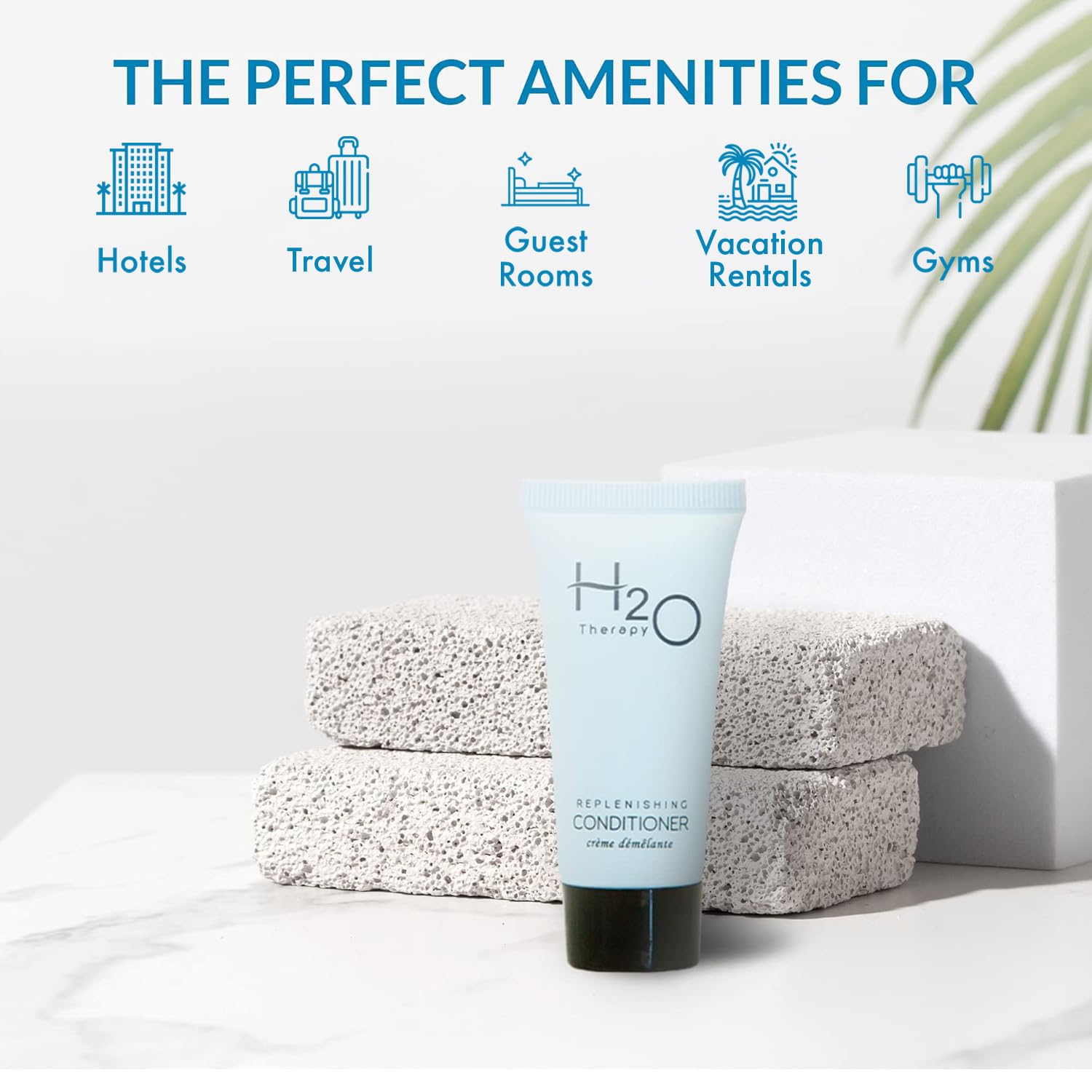 Hotel-Conditioner in Reisegröße, 20 Stück, 24 ml, Gastzubehör für Hotels, Ferienwohnungen und kurzfristige Vermietungen, parabenfrei, weißer Tee-Duft, angereichert mit Aloe und Olivenöl von H2O