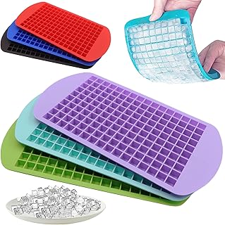 LeeYean Silicone Mini Ice Cube Trays 3 Pack, 160 Crushed Ice Cube Molds Easy Release Small Ice Cube for Chilling Whiskey Cocktail, Flexible Stackable and Durable Soft Mold Storage Containers, BPA Free