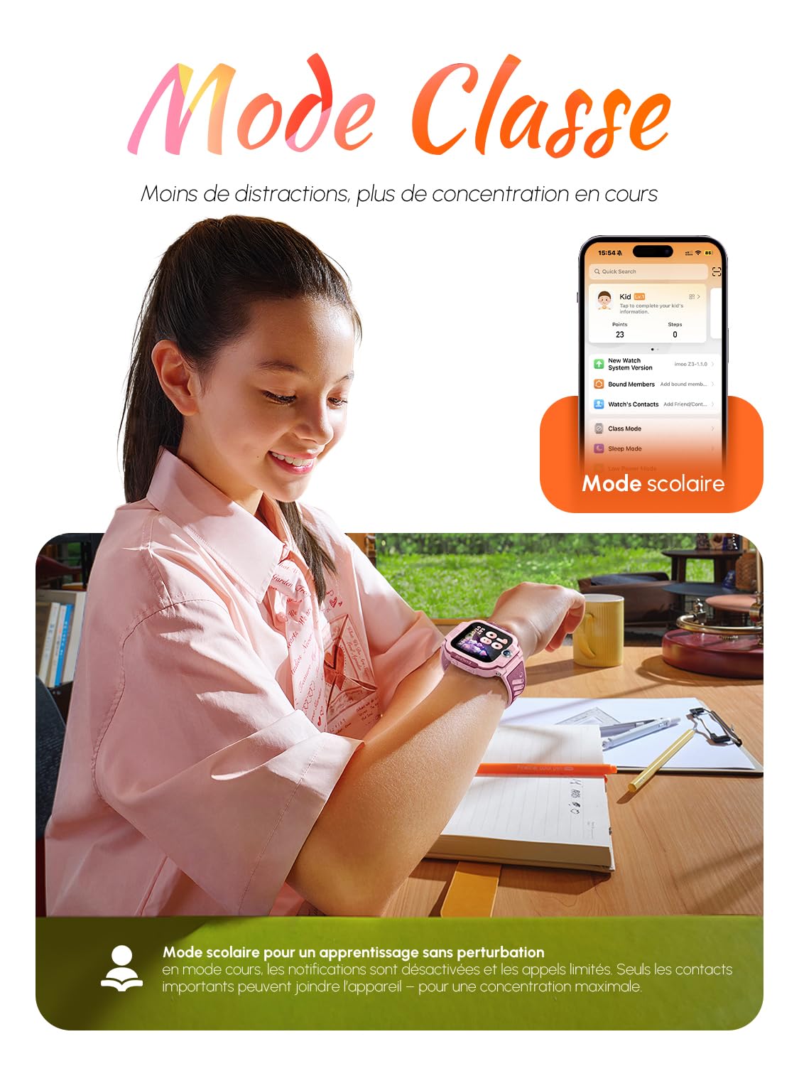 imoo Z3 Rose Montre Connectée Enfant 4G avec Carte SIM : Traceur GPS Enfant Précis, Appels Vidéo HD, SOS, Étanche IP68 et Mode Classe - Smartwatch Enfant Fille Garçon