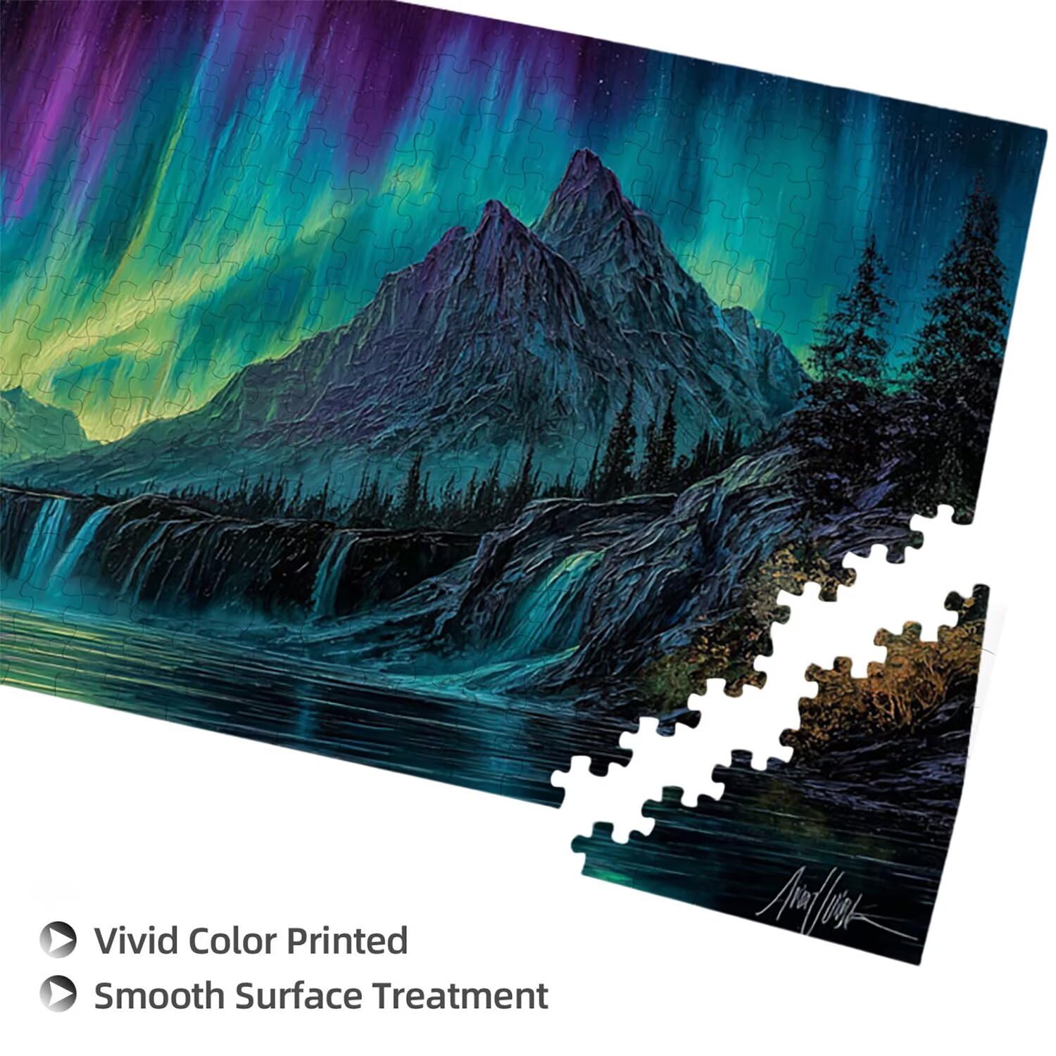 Puzzle de Madera para Adultos 1312 Piezas - Paisaje Aurora, Obra de Arte de Juego de Rompecabezas para Adultos, Puzzle de Impresión de Alta Definición Multicolor, Pasatiempo Creativo Regalo b-539
