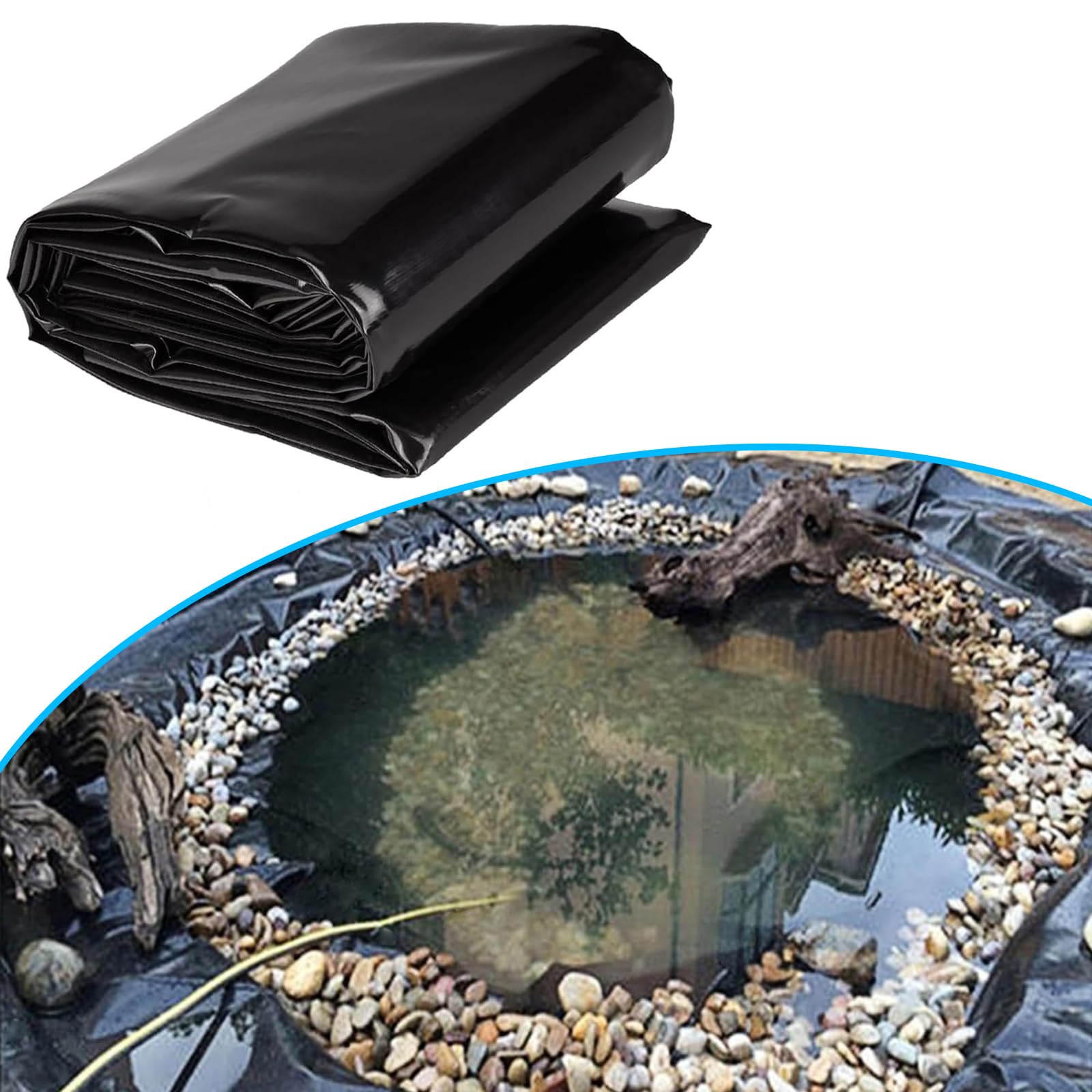 Bâche de bassin en PVC haute résistance membrane noire durable pour grands aménagements paysagers