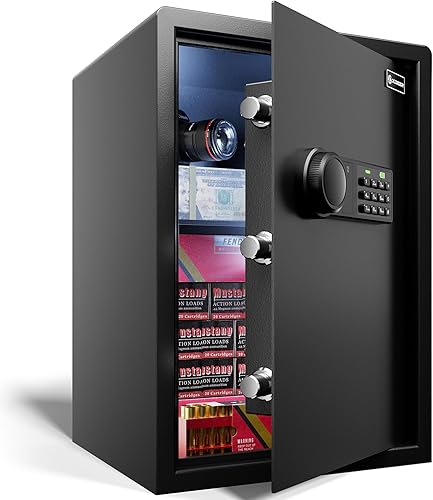 XDeer CS50E Lock - Caja fuerte para el hogar (2.04 pies cúbicos) con teclado digital electrónico, construcción de acero para dinero, armas, caja