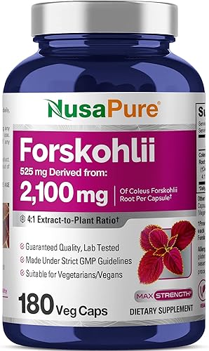 Miniatura 1 de NusaPure Forskohlii 4:1 Extracto, 525 mg equivalente a 21,00 mgper Veggie Caps - 180 cápsulas (sin OMG, sin gluten)