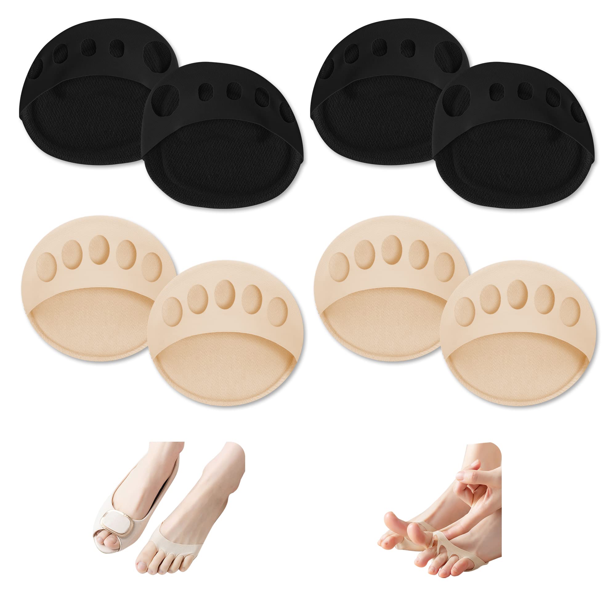 Forefoot Pads Metatarsal Forefoot Pads for Women High Heels Shoes Honeycomb Fabric Forefoot Pad Soft Ball of Foot Cushion Pads for High Heels Toe Socks for Heels Women Men