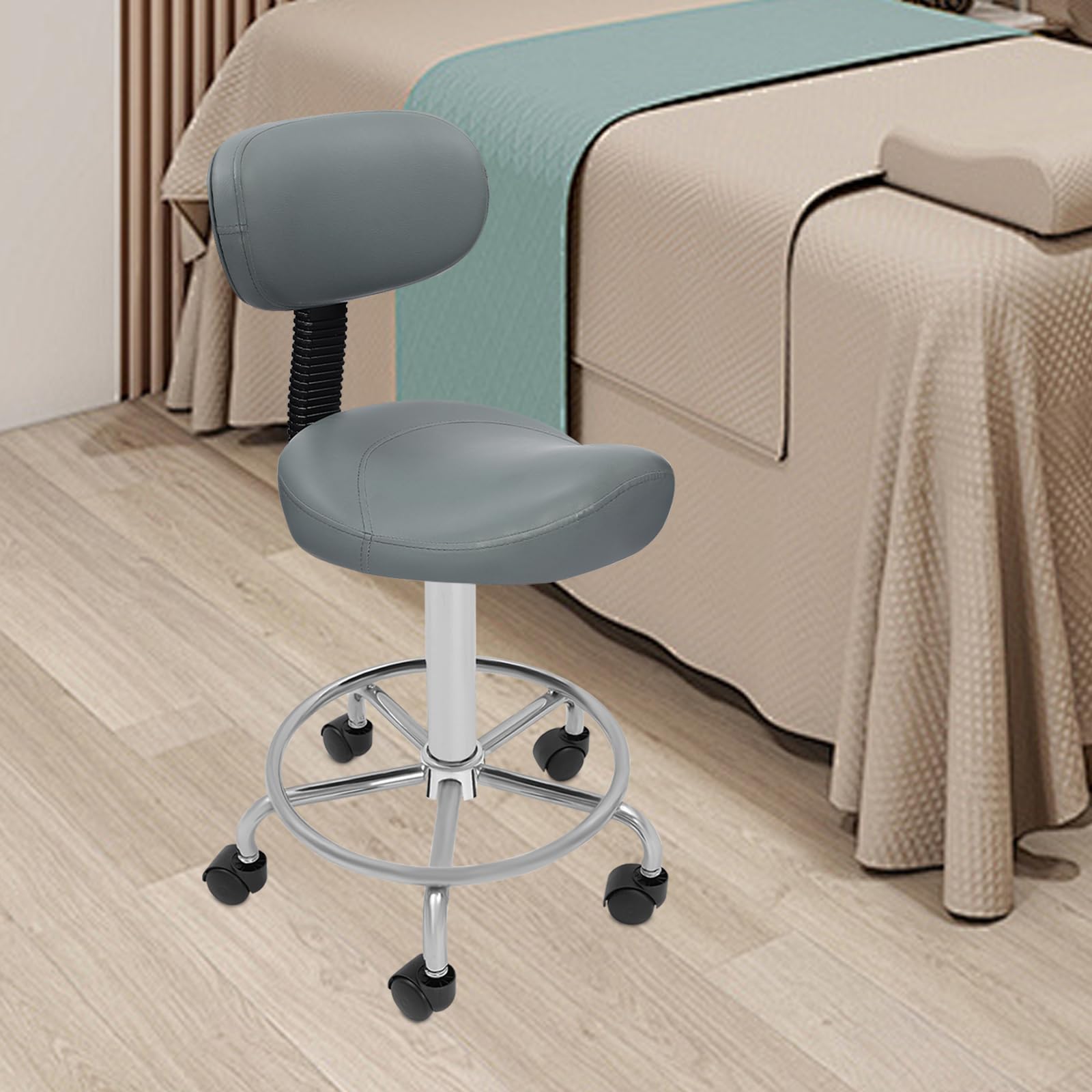 Sgabello da sella ergonomico con schienale, sedia a rotelle Saddle Sgabello Saddle Saddle Sgabello Sollevamento Sella Sgabello da ufficio Spa regolabile in altezza 45-59 cm (grigio)