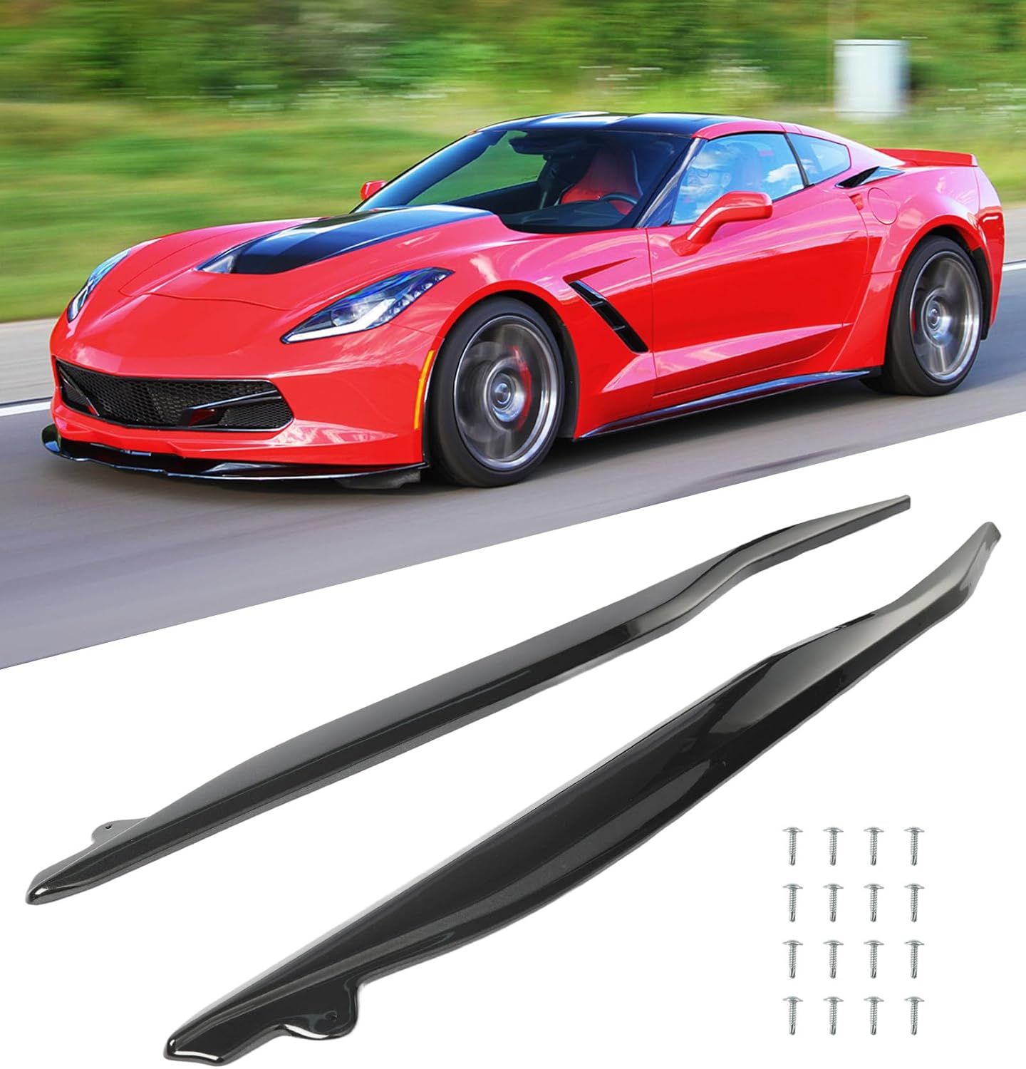 C7 Side Skirt Rocker Panels Compatible with 2014-2019 Corvette C7 All Model Z06 Z07 Style ABS Plastic - Carbon Flash
