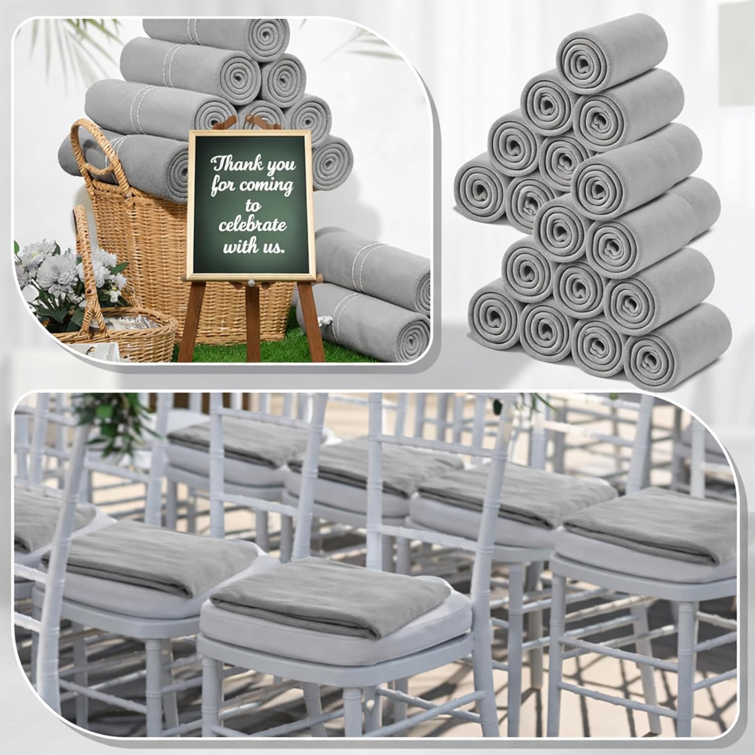 Newwiee 70 Pcs Fleece Throw Blankets Bulk 50'' x 60'' Oeko-tex Standard 100 Certified Spring Outdoor Wedding Guest Blankets Lightweight for Sleepover Donation Lap Pet Sofa Home (Gray)