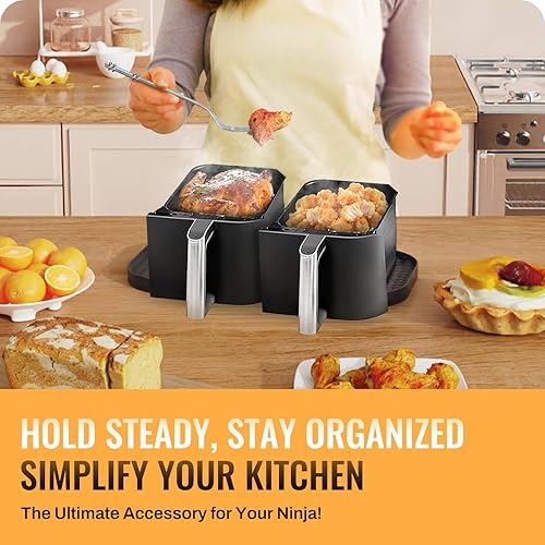 Miniatura 4 de Alfombrilla de silicona para freidora de aire Ninja DZ401 DZ302 DZ550 Foodi de 10 cuartos de galón 6 en 1 DualZone XL de 2 cestas, almohadilla