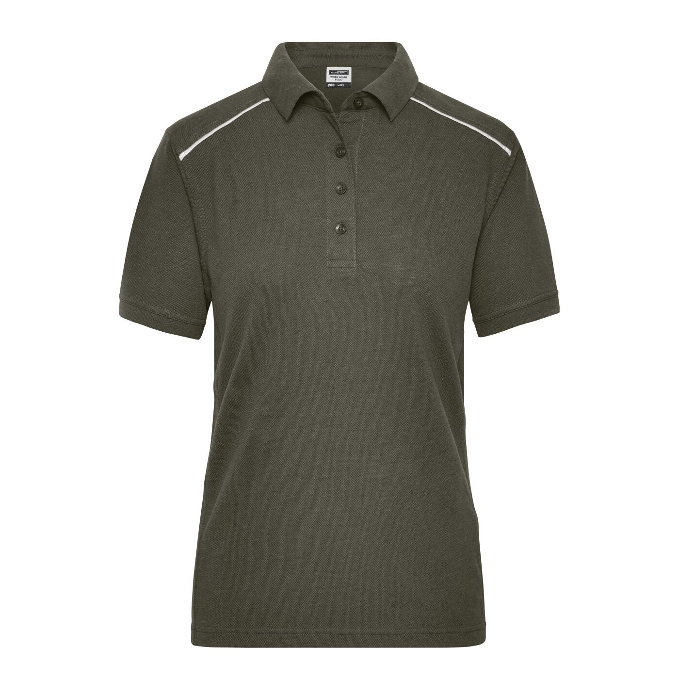 James & Nicholson Women's Olive - Ladie's Hard-Wearing And Easy-Care Polo Shirt With Contrasting Piping (L, )