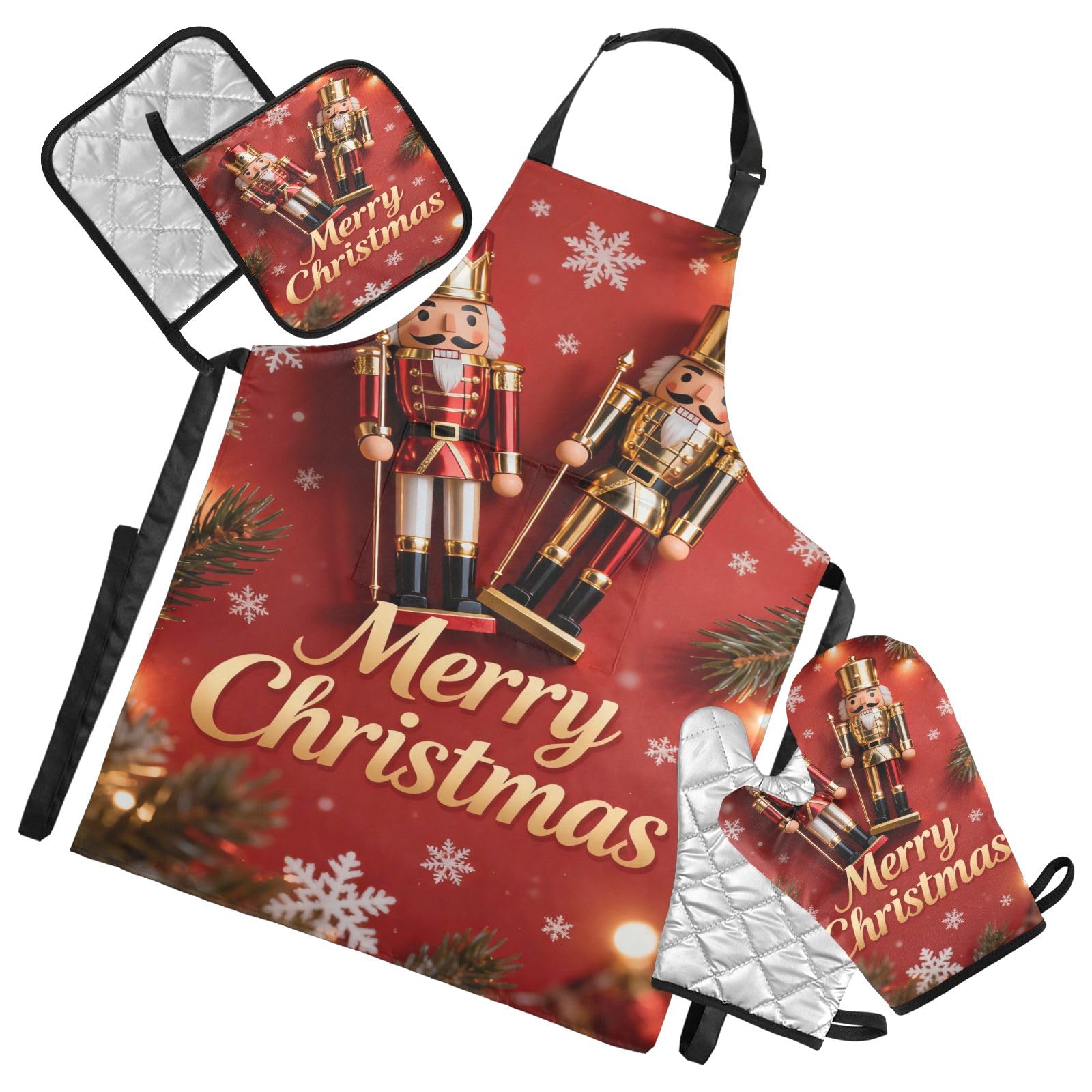 Juego de 5 delantales de cocina navideños con Cascanueces ideal para regalar