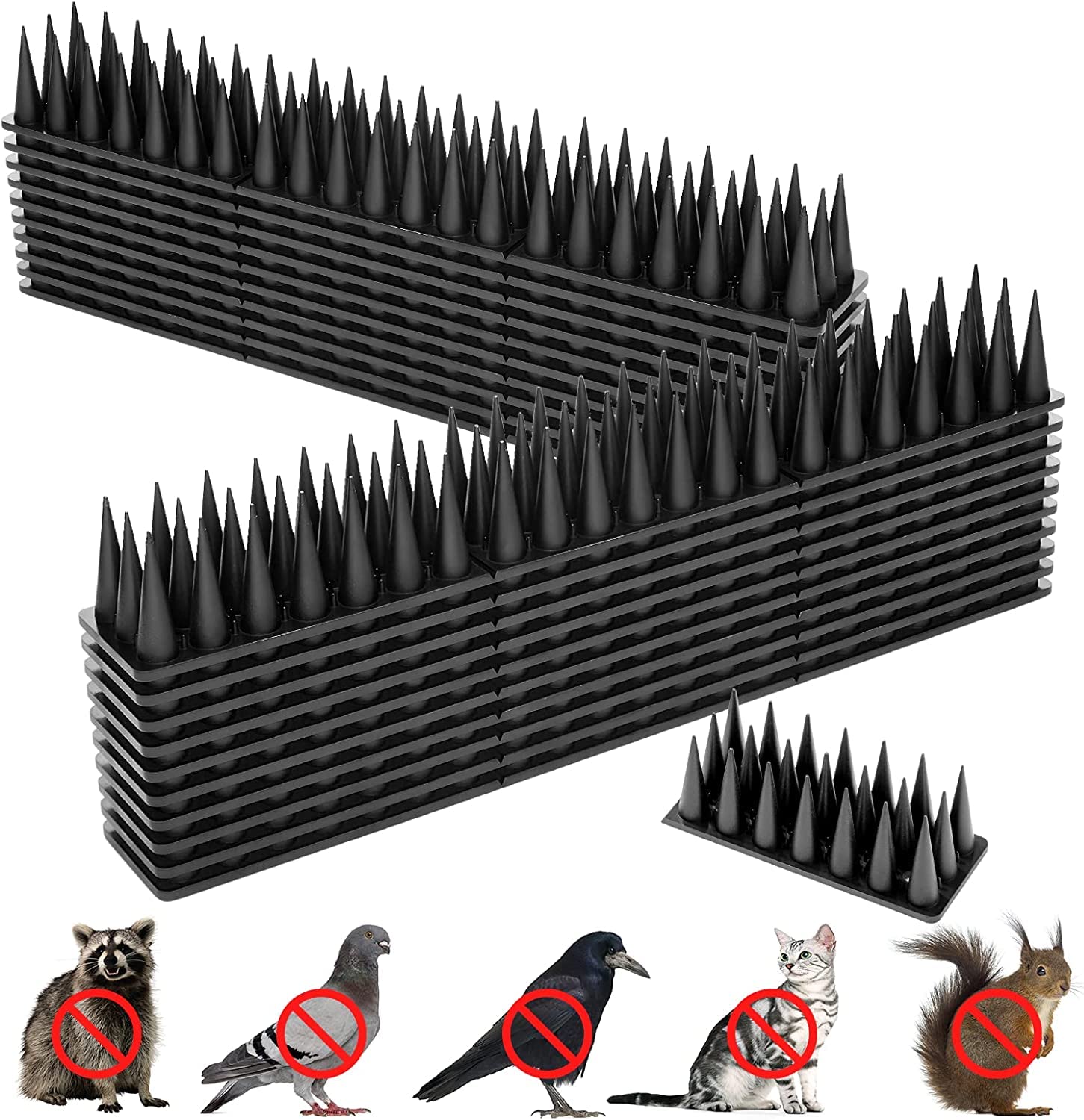 YeahBoom 12 Pièces Pic Anti Pigeon,5.16M Anti Pigeon pour Balcon Plastique,3 rangées Repulsif Chat Repulsif Pigeon Kit,Pique Anti Pigeon Plastique,Anti Pigeon,Anti Pigeons pour Balcon