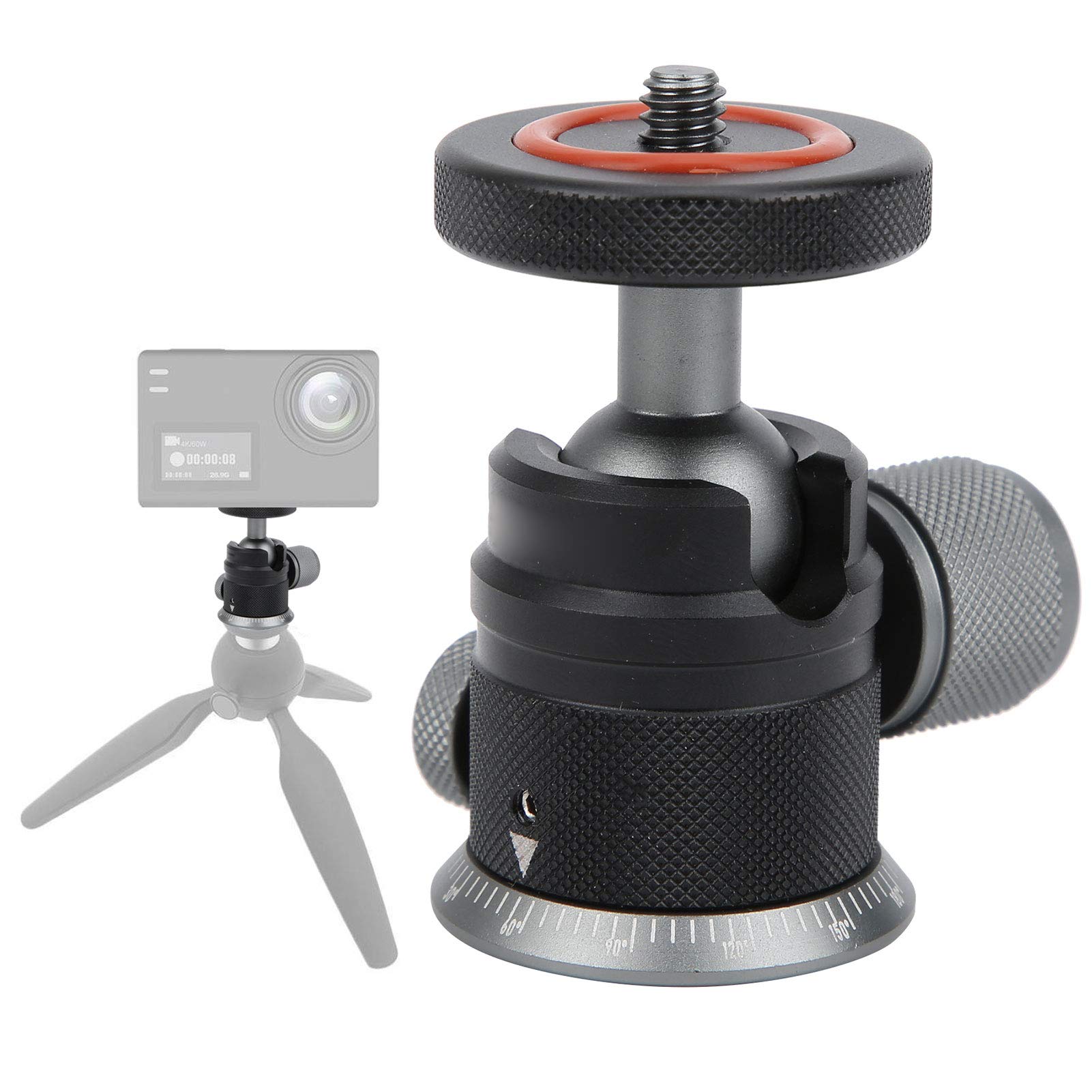 Mini Ball Head, Tripod Head with 1/4 hot Shoe, 360° Rotatable Ball Heads Camera Mount Adapter, Photograph Attachment Accessories for Tripods, Monopods and Light Bracket