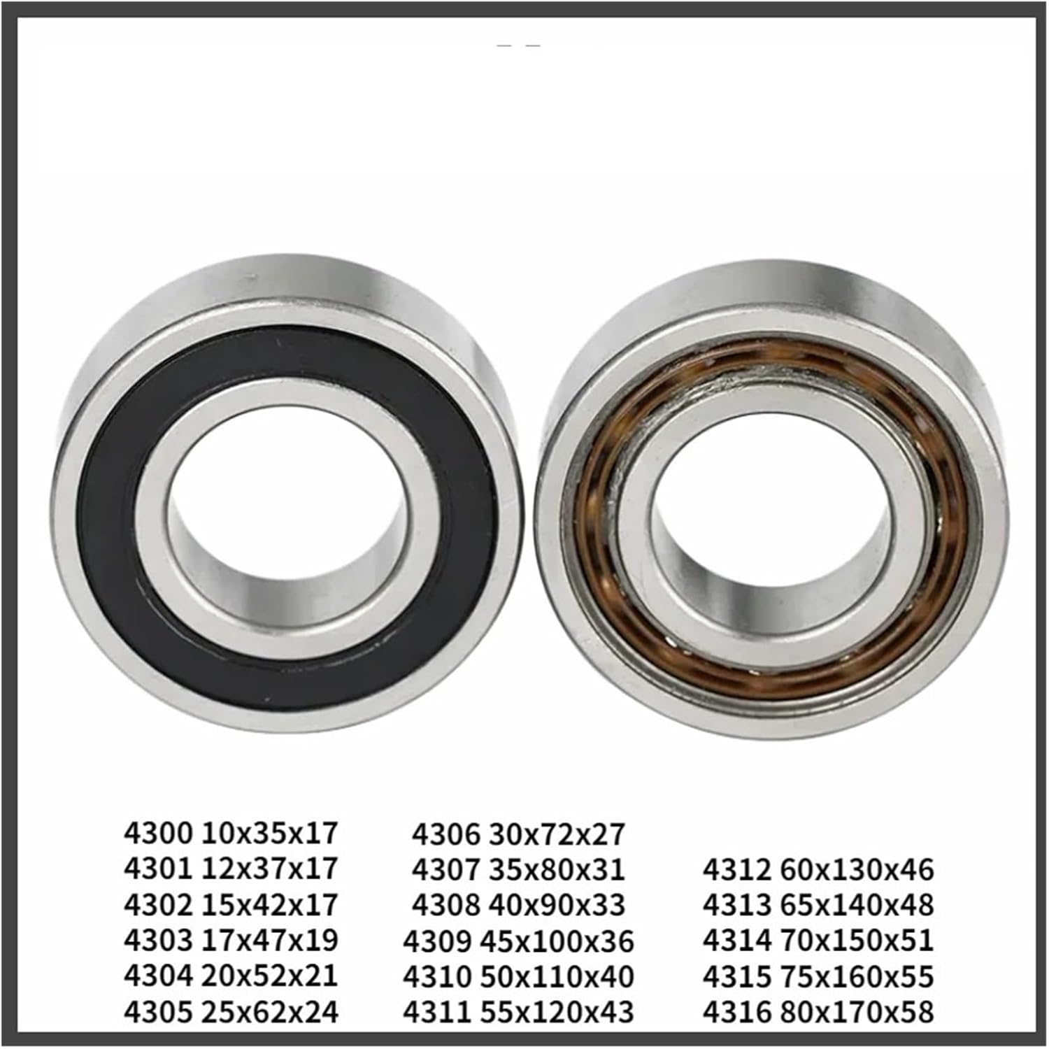 1PCS Double Row Deep Groove Ball Bearing 4200 4201 4205 4206 4207 4208 4209 4210A-ZZ-2RS Thickened 40x80x23(Open,4205 25x52x18)