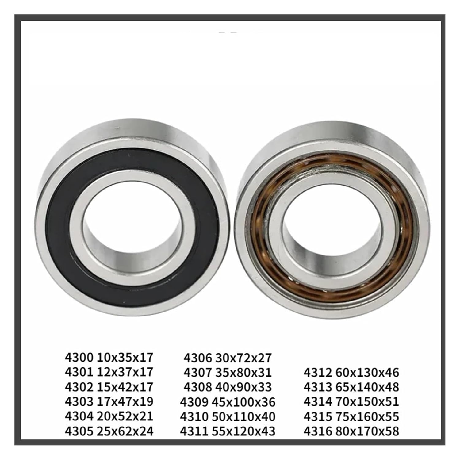 1PCS Double Row Deep Groove Ball Bearing 4200 4201 4205 4206 4207 4208 4209 4210A-ZZ-2RS Thickened 40x80x23(Gum Seal,4201 12x32x14) image 2
