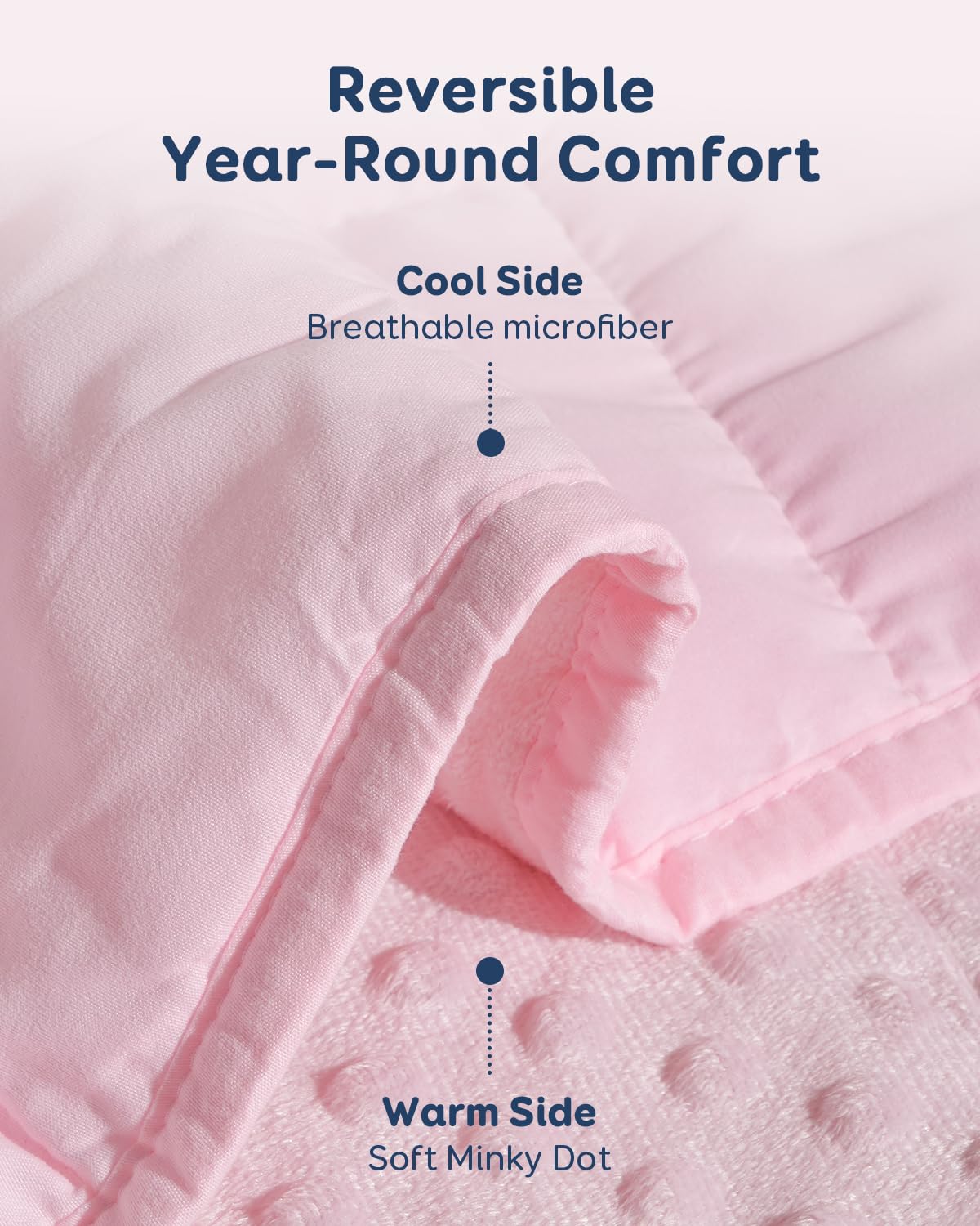 Kivik Manta con peso de 15 libras para adultos, mantas pesadas de lunares Minky, mantas reversibles de microfibra para todas las estaciones, lavable a máquina, tamaño individual de 48 x 72 pulgadas,
