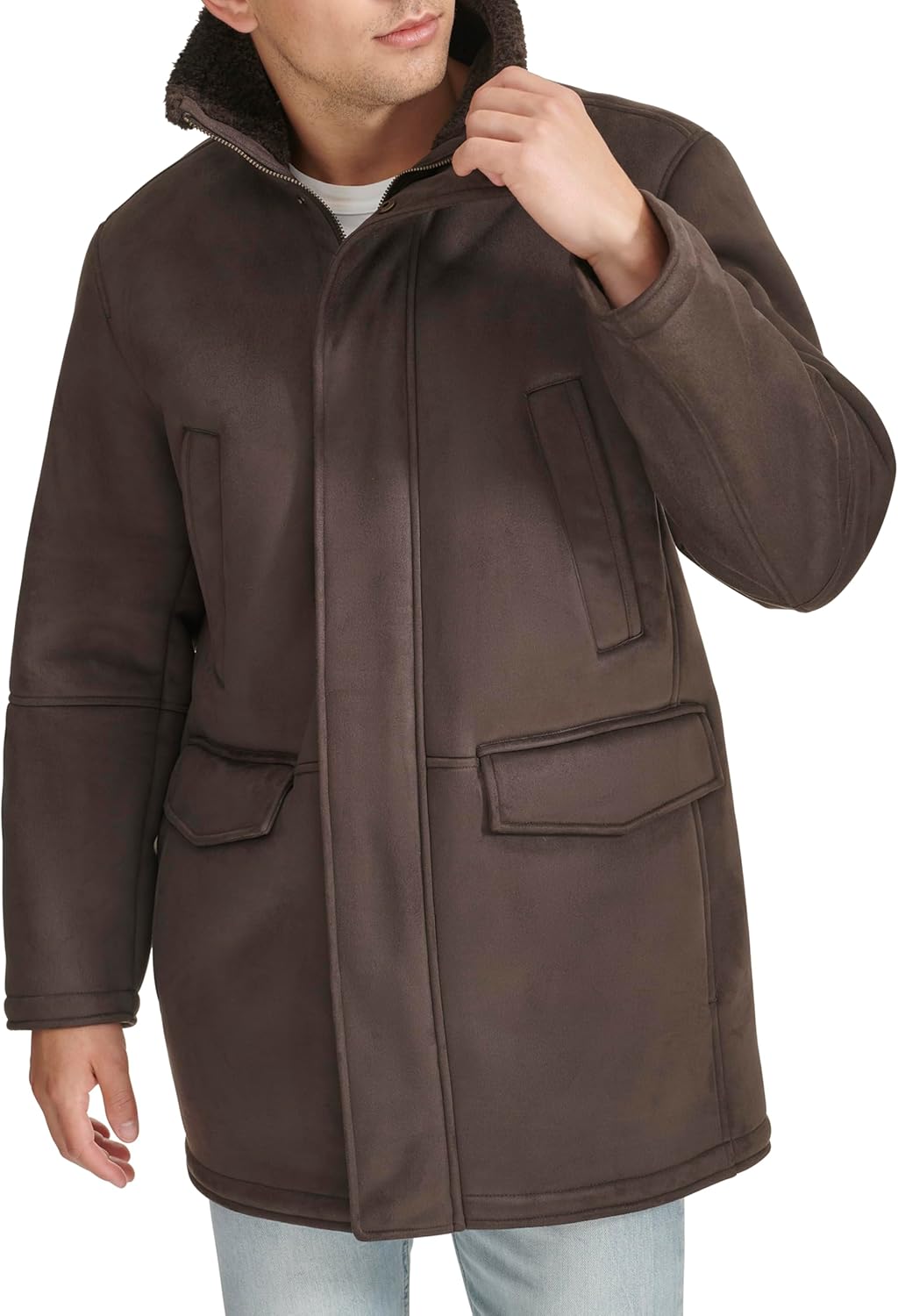 DOCKERS mens Faux Shearling Walking Coat - Image 6