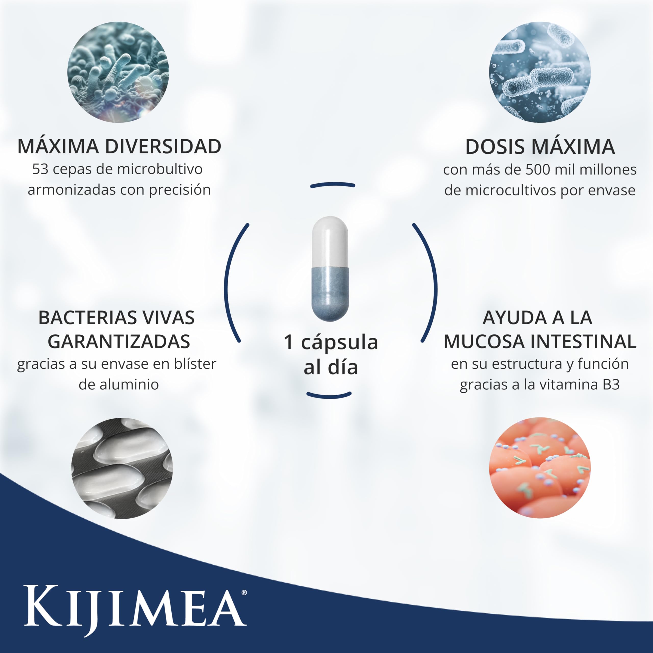 Kijimea K53 Advance - Cápsulas de bacterias intestinales de alta dosis, 53 cepas de microcultivos seleccionadas de la flora intestinal, con biotina, >500 mil millones de UFC por paquete - 28 cápsulas — view 3