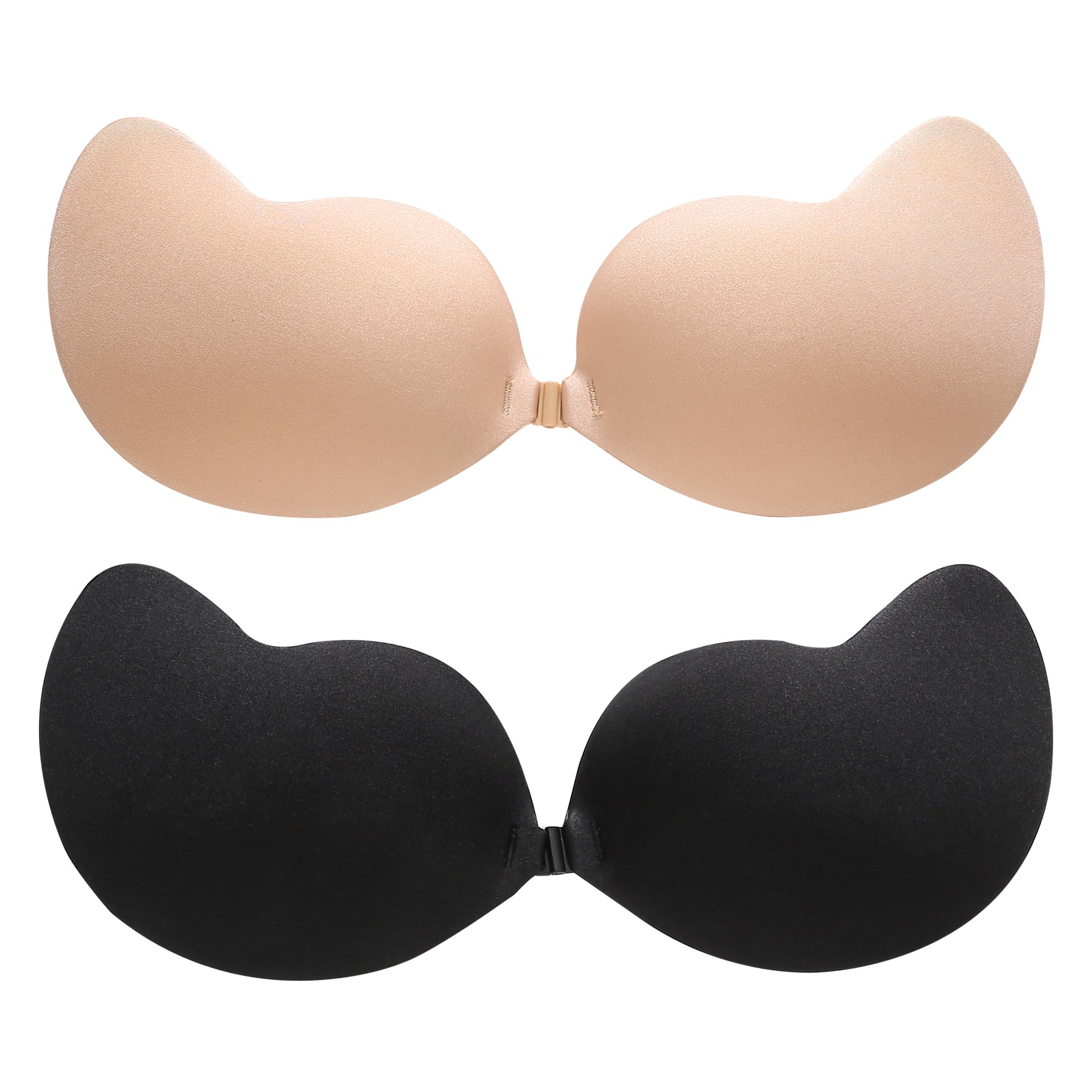 Reggiseno Senza Spalline, Set da 2 Pezzi, Push-Up, Invisibile, Senza Schienale, Cuscinetti Adesivi per Seni Grandi E Piccoli, Ideale per Abiti da Sposa E Abiti Senza Schienale