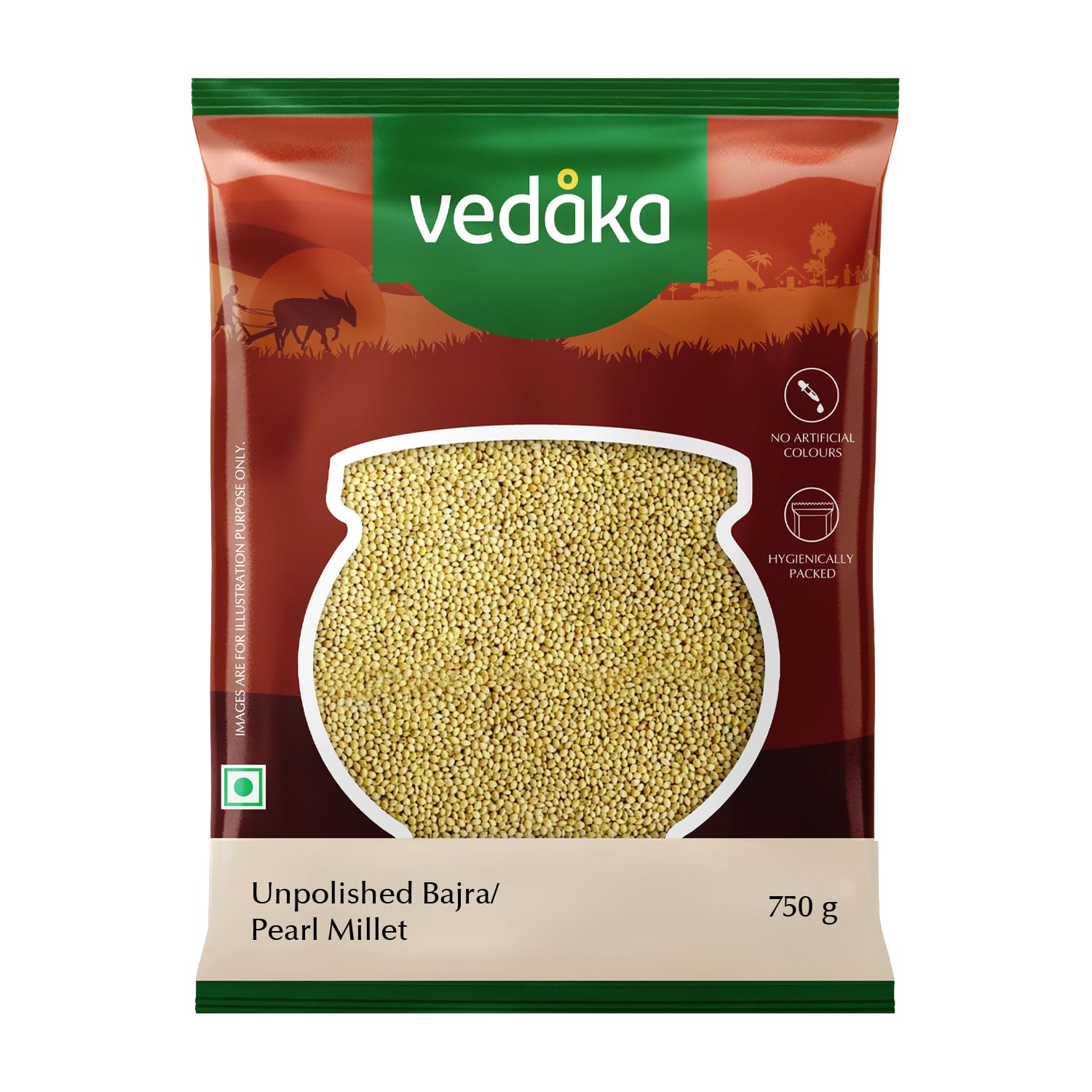 Amazon Brand - Vedaka Unpolished Pearl Millet | 750 G | Bajra/Sajje/Kambu/Pindi/Sajjalu