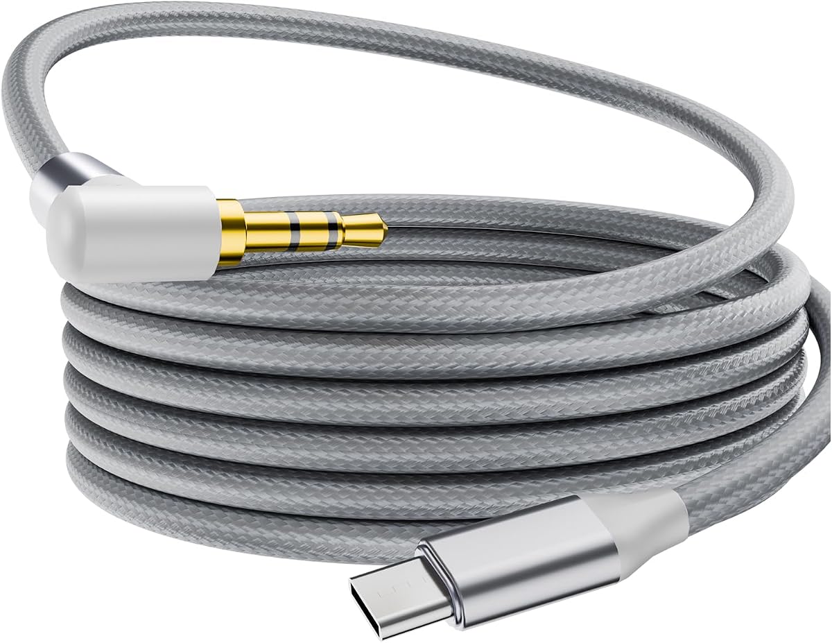USB C to 3.5mm Aux Cable 3.3FT, Type C to TRS Stereo Cord 90 Degree | 24K Gold-Plated Plug, Nylon Braided, Aluminum Shell, Aux Cord For Car Stereo & Headphones, smartphones,tablat,laptop