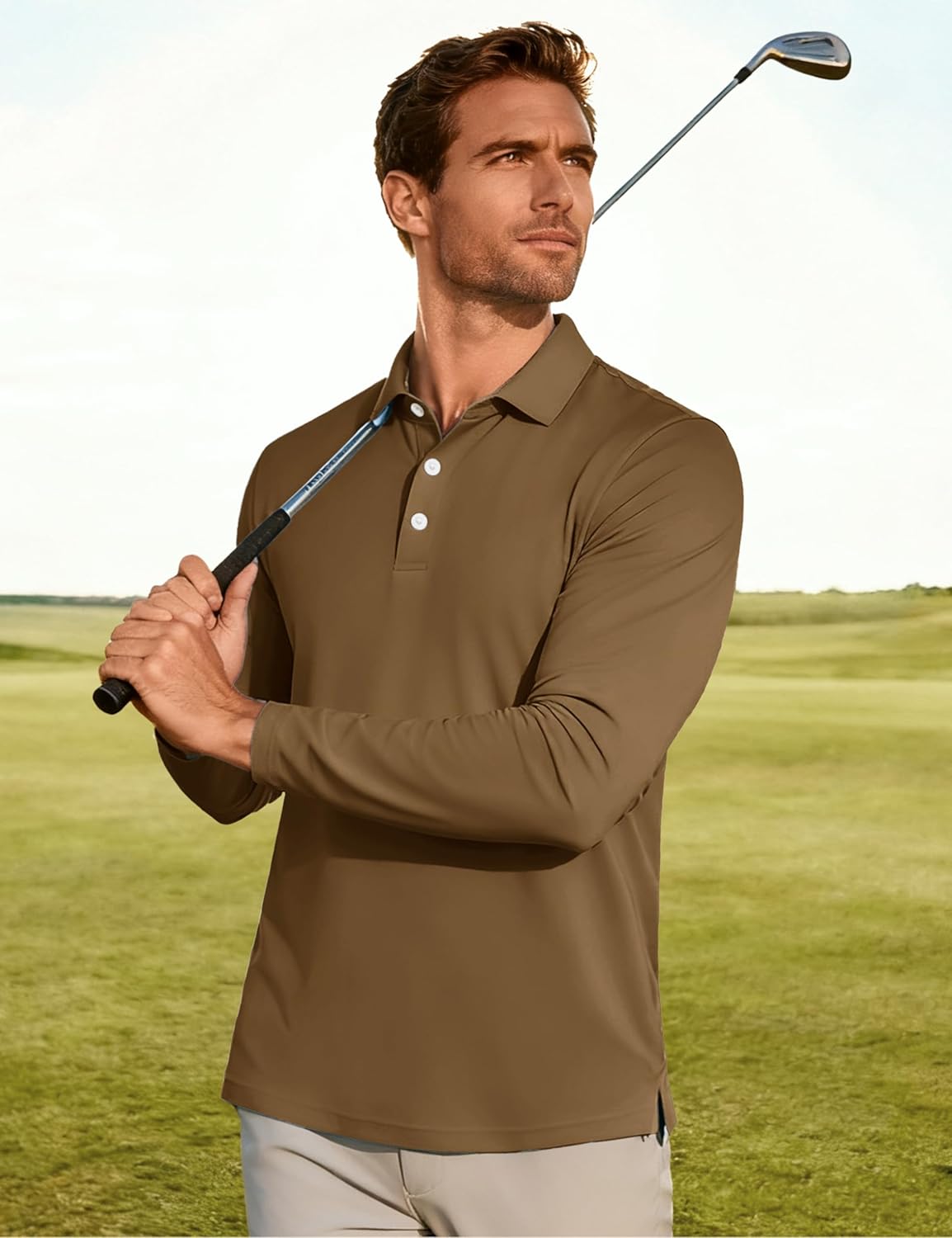 MAGCOMSEN Men's Polo Shirt Long Sleeve Golf Shirts Quick Dry Lightweight 3-Button Performance Work Fishing Athletic - Image 3